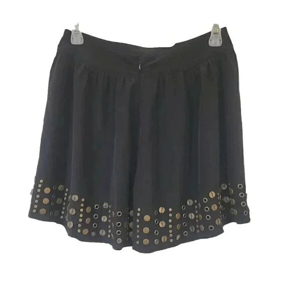 Central Park West Women's Black 100% Silk Studded Mini Skirt - Picture 8 of 8